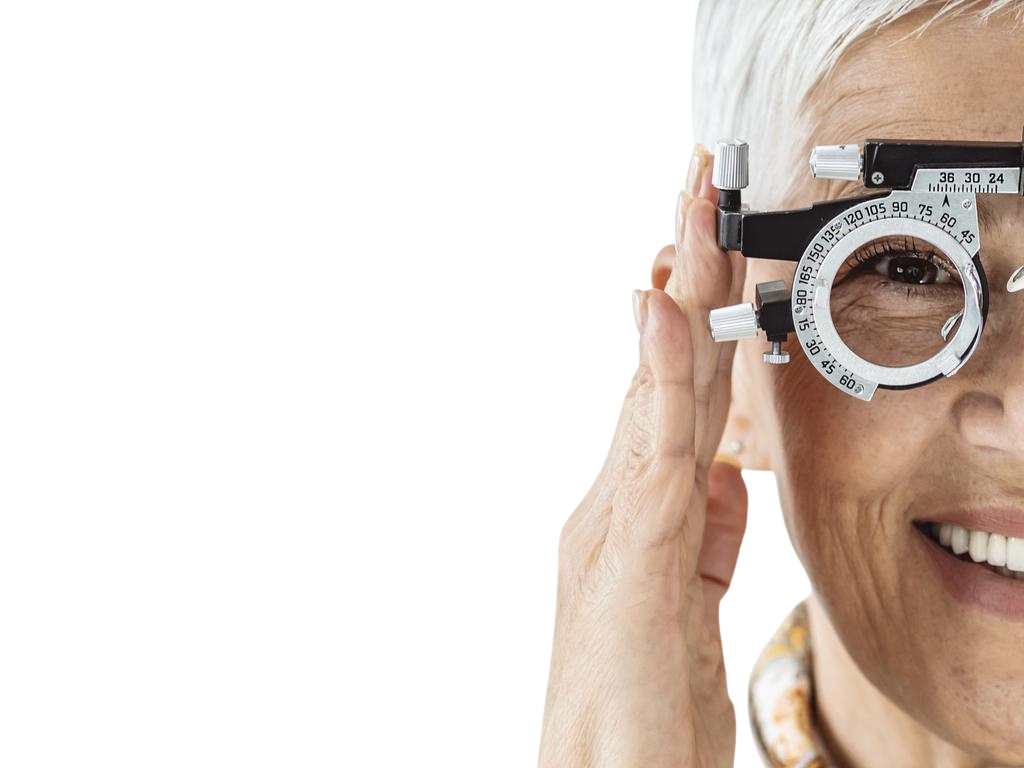 Professional mobile optometrist conducting comprehensive eye examination for elderly resident at Australian aged care facility - on-site optometry services